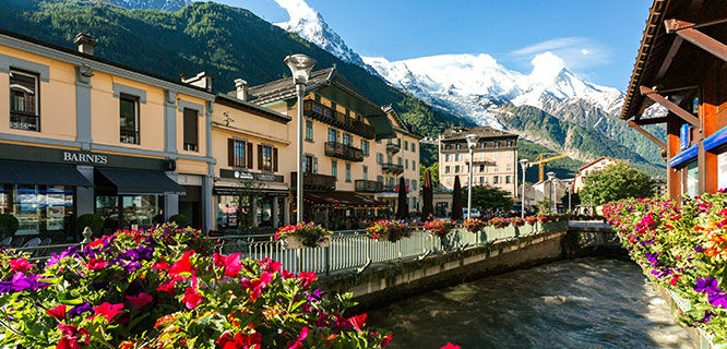 buildings along the river in chamonix france